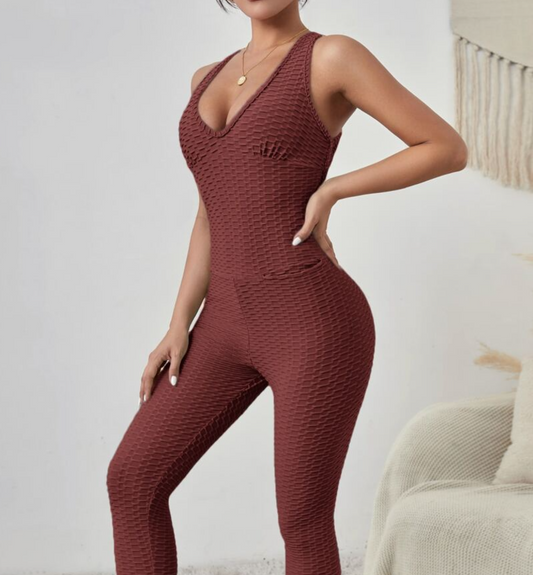 Jumpsuit deportivo con textura con tira cruzada transpirable suave